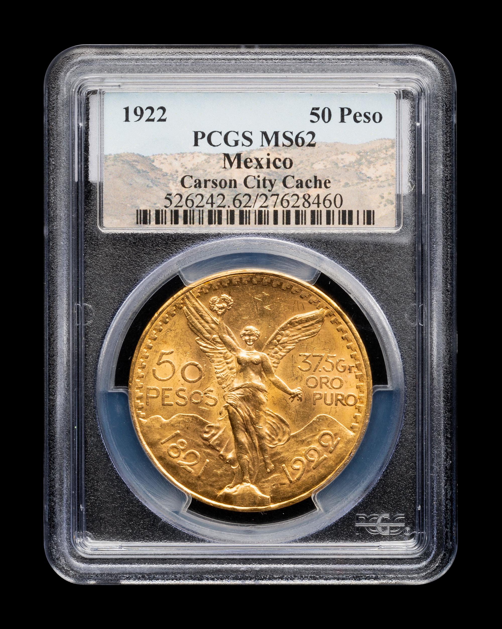 [MEXICO] A 1922 Carson City Cache 50 Peso Gold Coin (PCGS MS62)