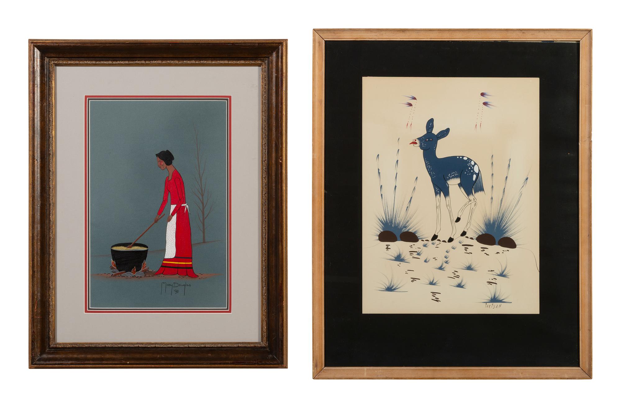 Jim Tartsah (Kiowa, 1934-1984) watercolor on paper lot of…