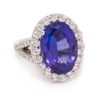 A Platinum, Tanzanite and Diamond Ring, 11.00 dwts.