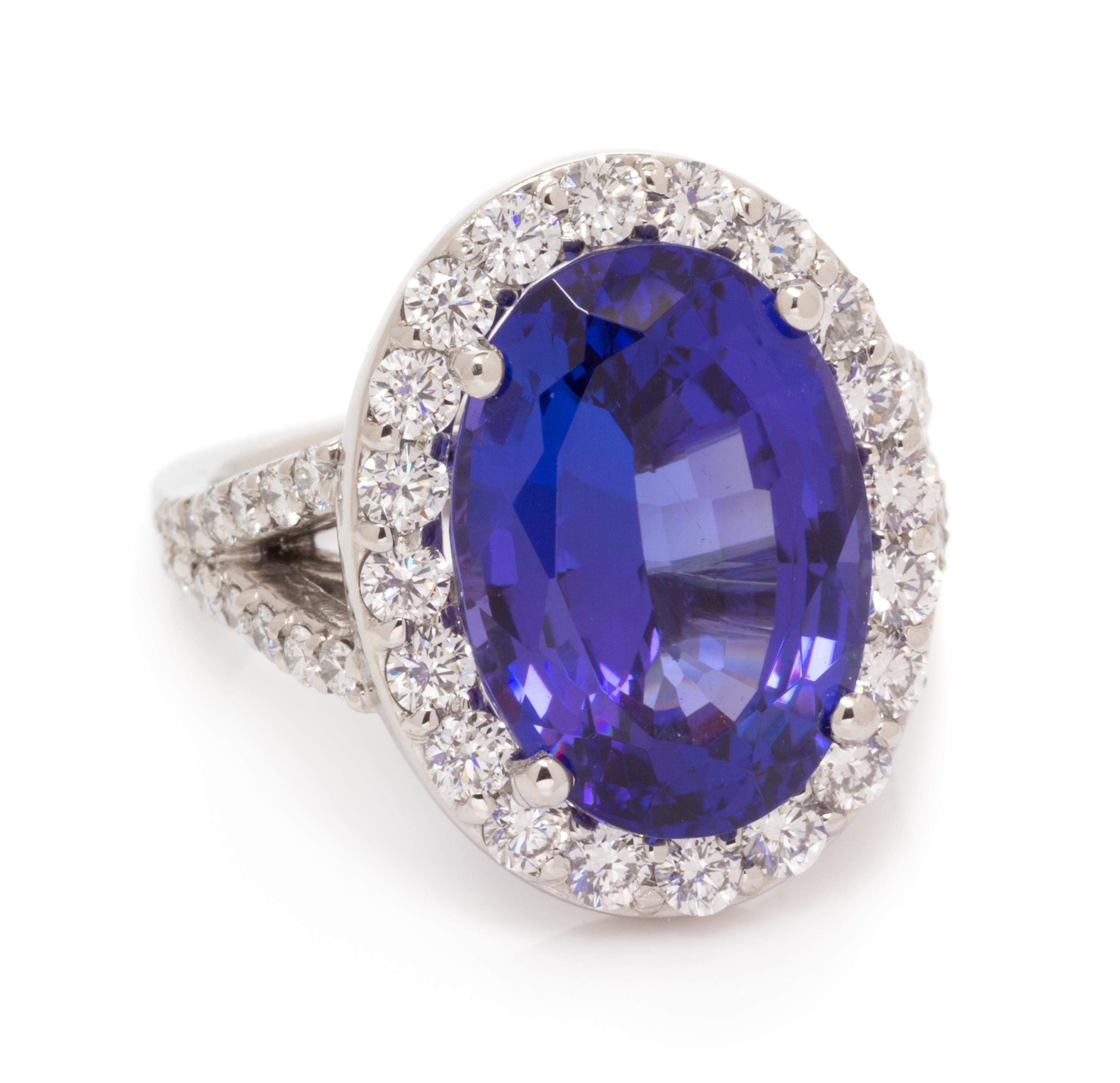 A Platinum, Tanzanite and Diamond Ring, 11.00 dwts.