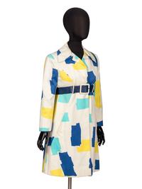 Bill Blass, Multicolor Geometric-Print Coat