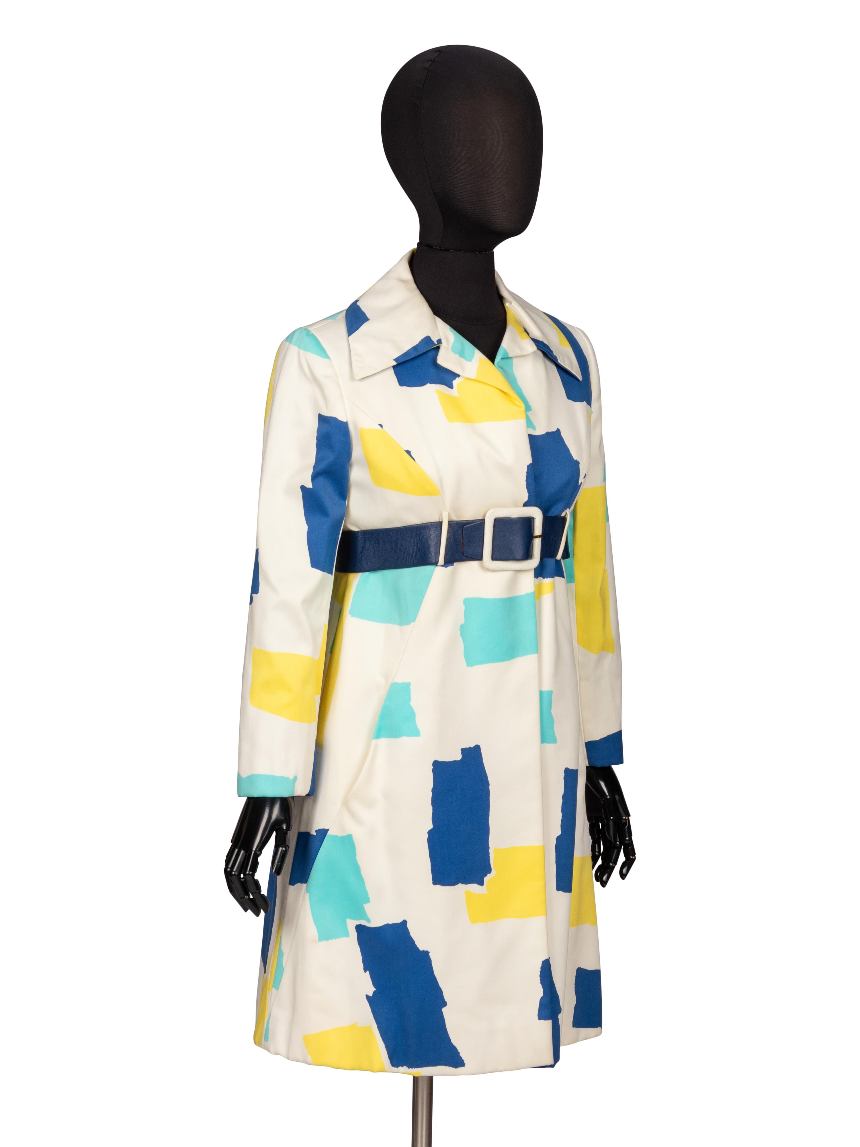 Bill Blass, Multicolor Geometric-Print Coat