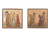 [AFRICAN AMERICANA - ENTERTAINMENT]. A group of 4 chromolithographs of African Americans performing the Cakewalk. Ca 1903.