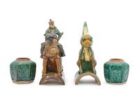 A Group of Four Chinese Sancai Glazed Articles