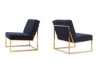 A Set of Four Contemporary Brass and Velvet Chairs