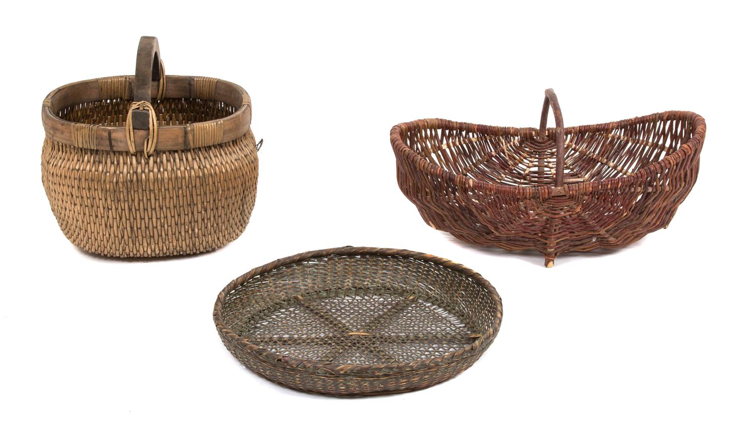 Three Wicker Baskets Length of largest 24 1/4 inches. — 20TH CENTURY