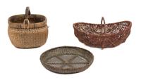 Three Wicker Baskets Length of largest 24 1/4 inches. — 20TH CENTURY