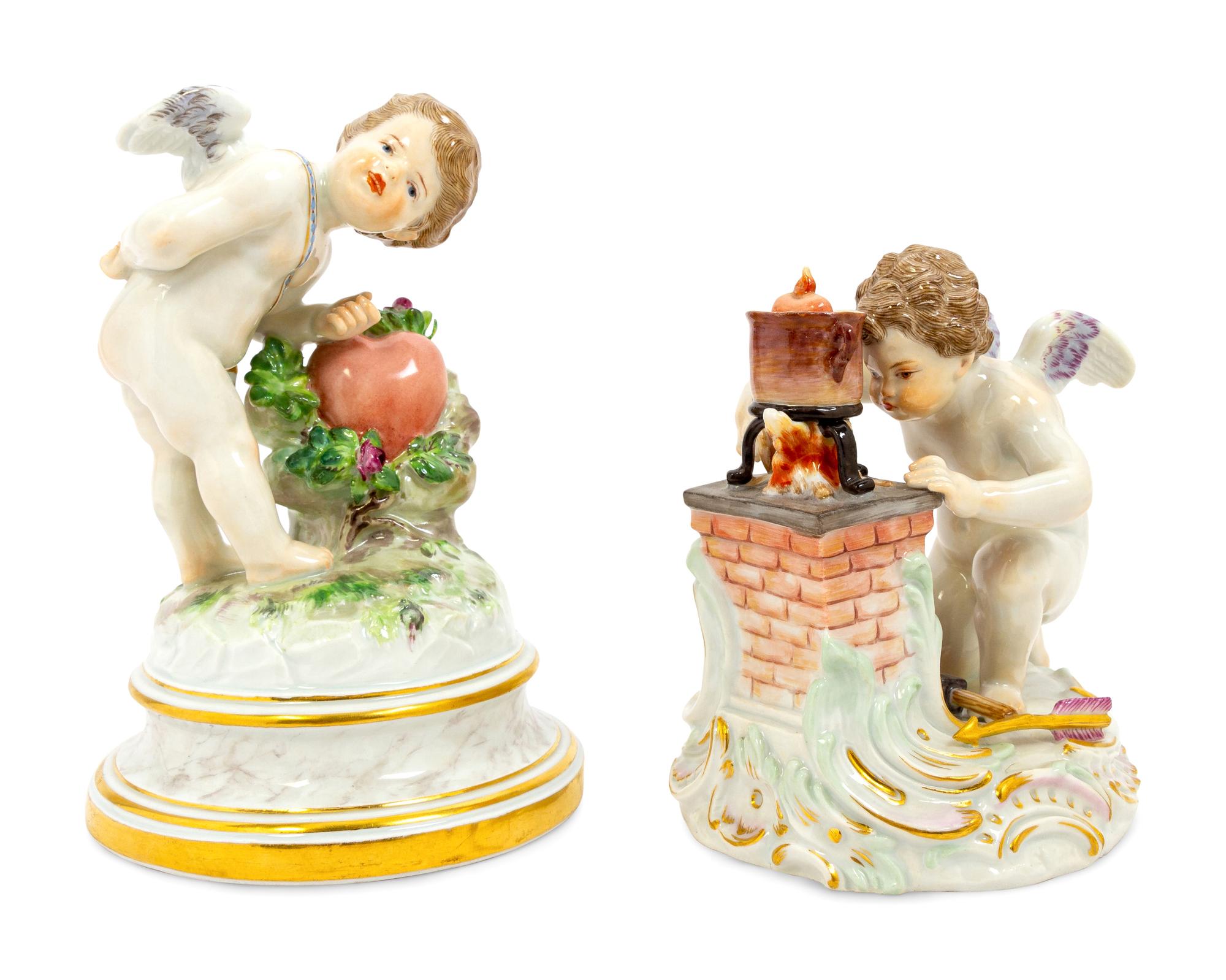 A Group of Meissen Porcelain Cupid Figures