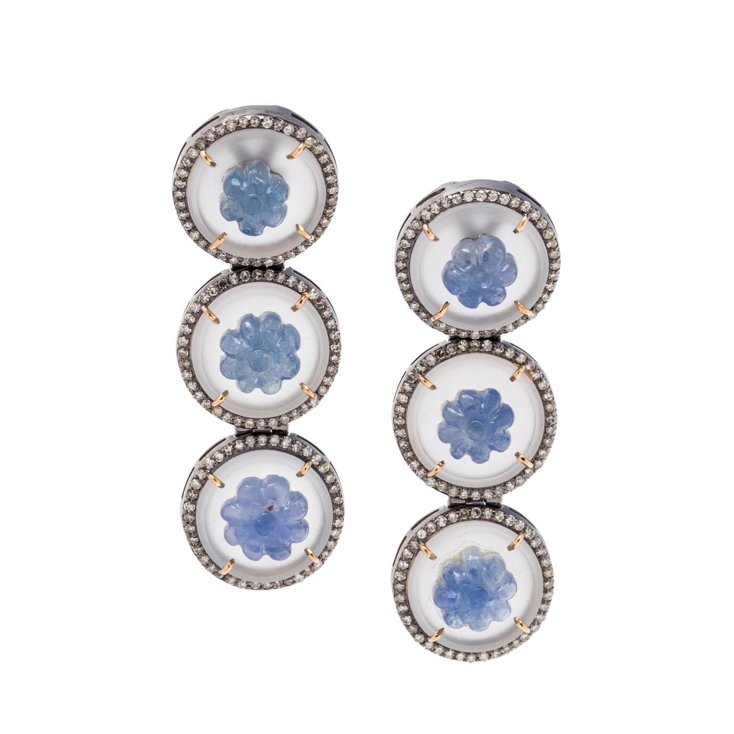 SAPPHIRE AND DIAMOND EARRINGS