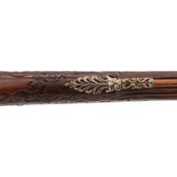 Contemporary Flintlock Jaeger Rifle with Boar Hunting Motifs by John B. Derrick (American, b.1936)