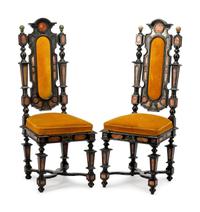 A Pair of Italian Carved and Painted Fauteuils