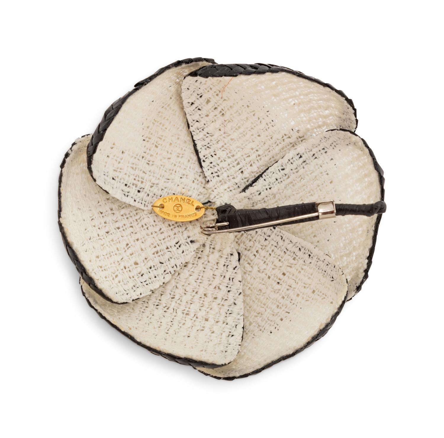 Chanel Blue Tweed Jacket and Camellia Brooch, 1990s