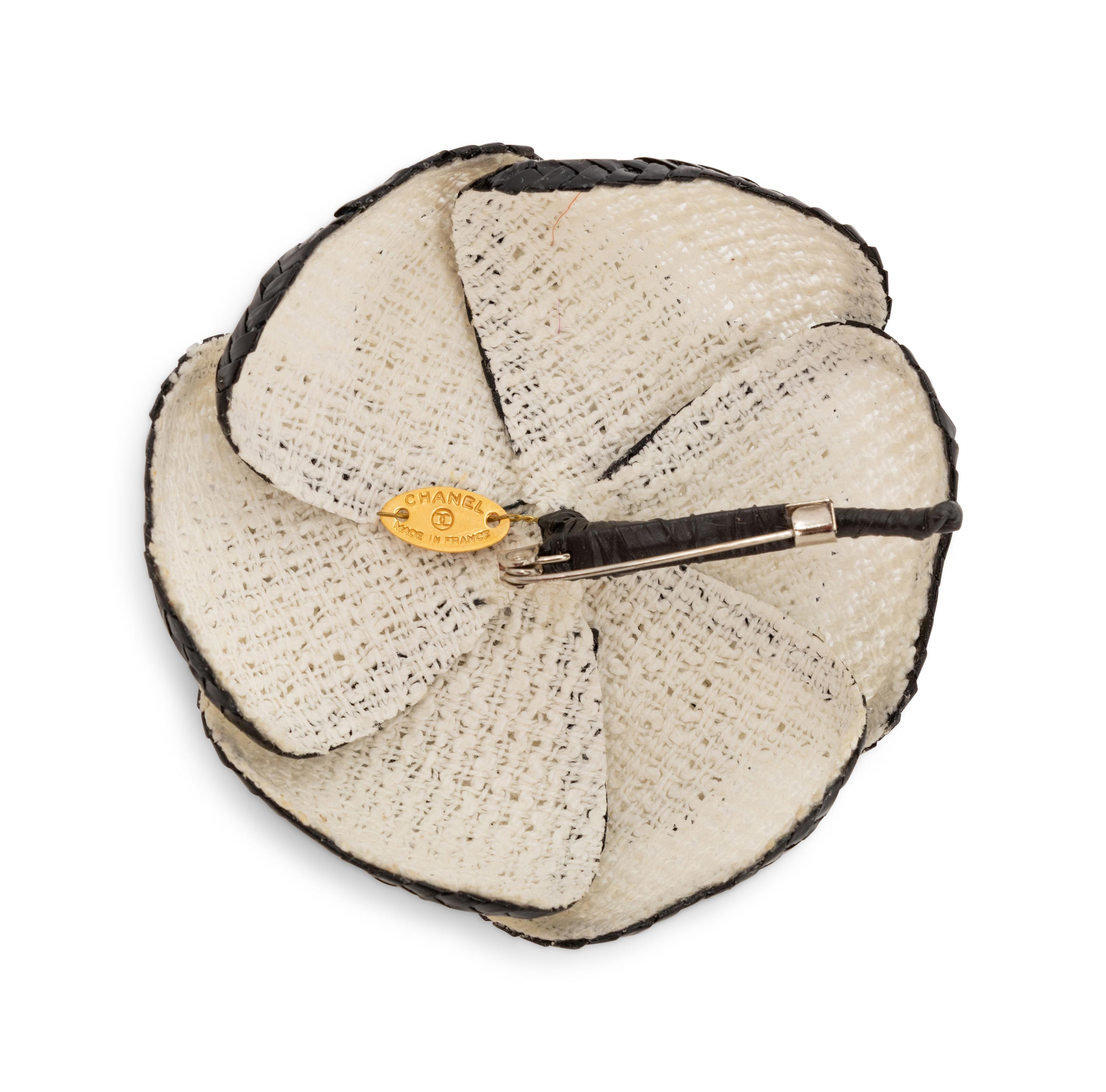 Chanel Blue Tweed Jacket and Camellia Brooch, 1990s