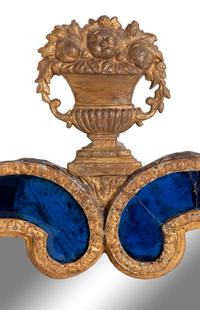 A Swedish Giltwood and Cobalt Blue Glass Mirror in the Manner of Burchard or Gustav Precht