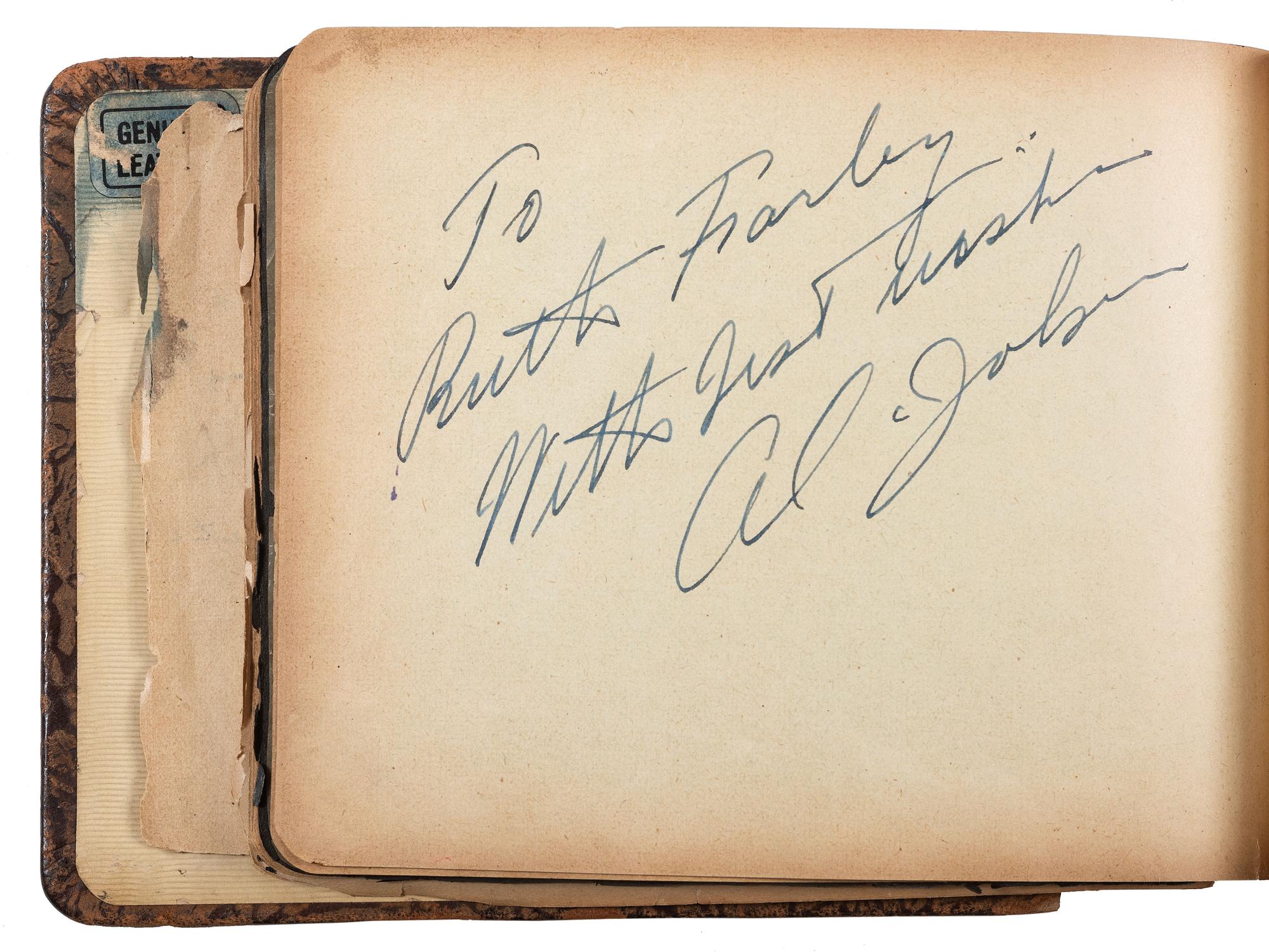 [AUTOGRAPHS]. Two autograph books owned by Chicago club owner Ruth Farley, signed by musicians, actors, and others of note including Cab Calloway, Mae West, Duke Ellington, and Mary Pickford.