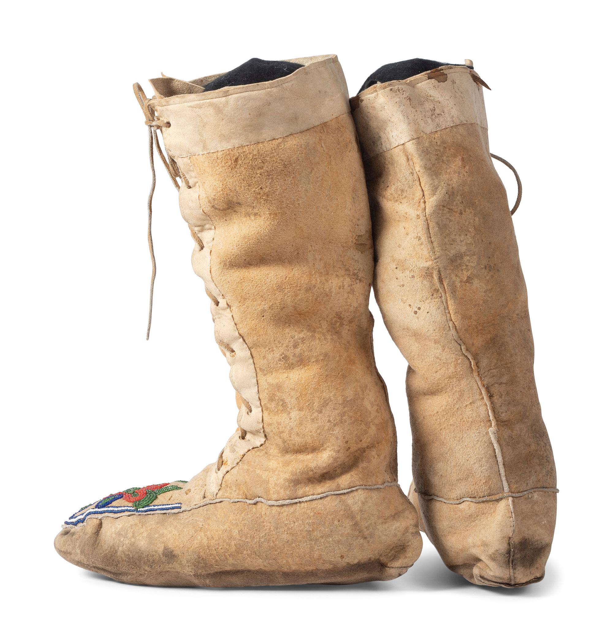 Cree Beaded Hide Boot Moccasins