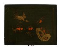 A Chinese Painted and Parcel Gilt Cabinet on Stand