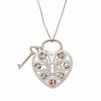 TIFFANY & CO., DIAMOND, MULTIGEM, AND WHITE GOLD 'HEART KEY' PENDANT NECKLACE