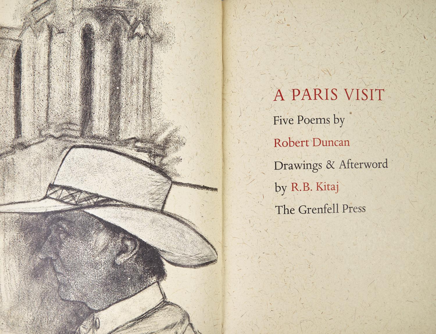 DUNCAN, Robert (1919-1988). A Paris Visit . New York: The Grenfell Press, 1985.