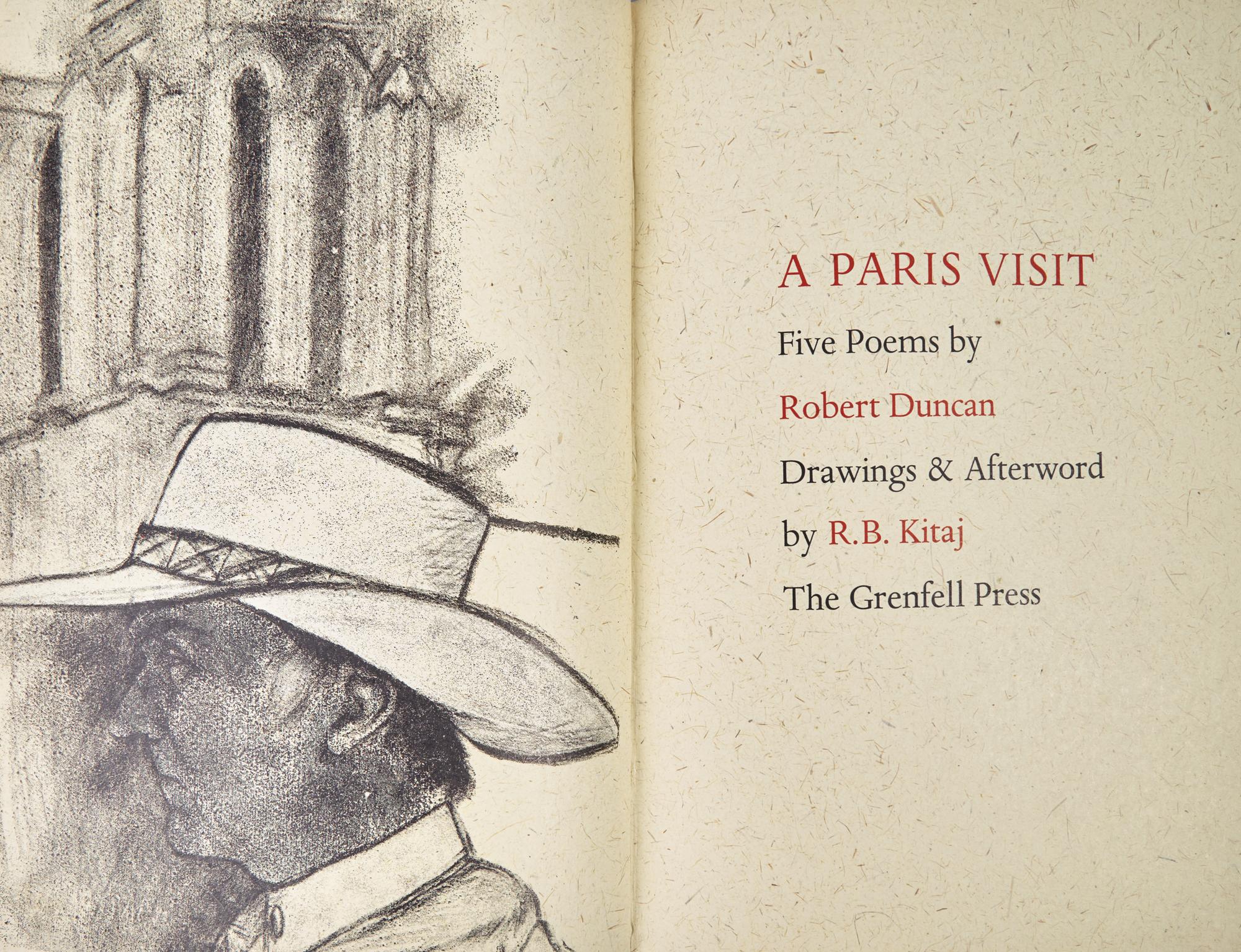 DUNCAN, Robert (1919-1988). A Paris Visit . New York: The Grenfell Press, 1985.