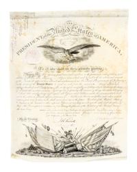 VAN BUREN, MARTIN. Partially printed document signed. Dated February 20, 1840.