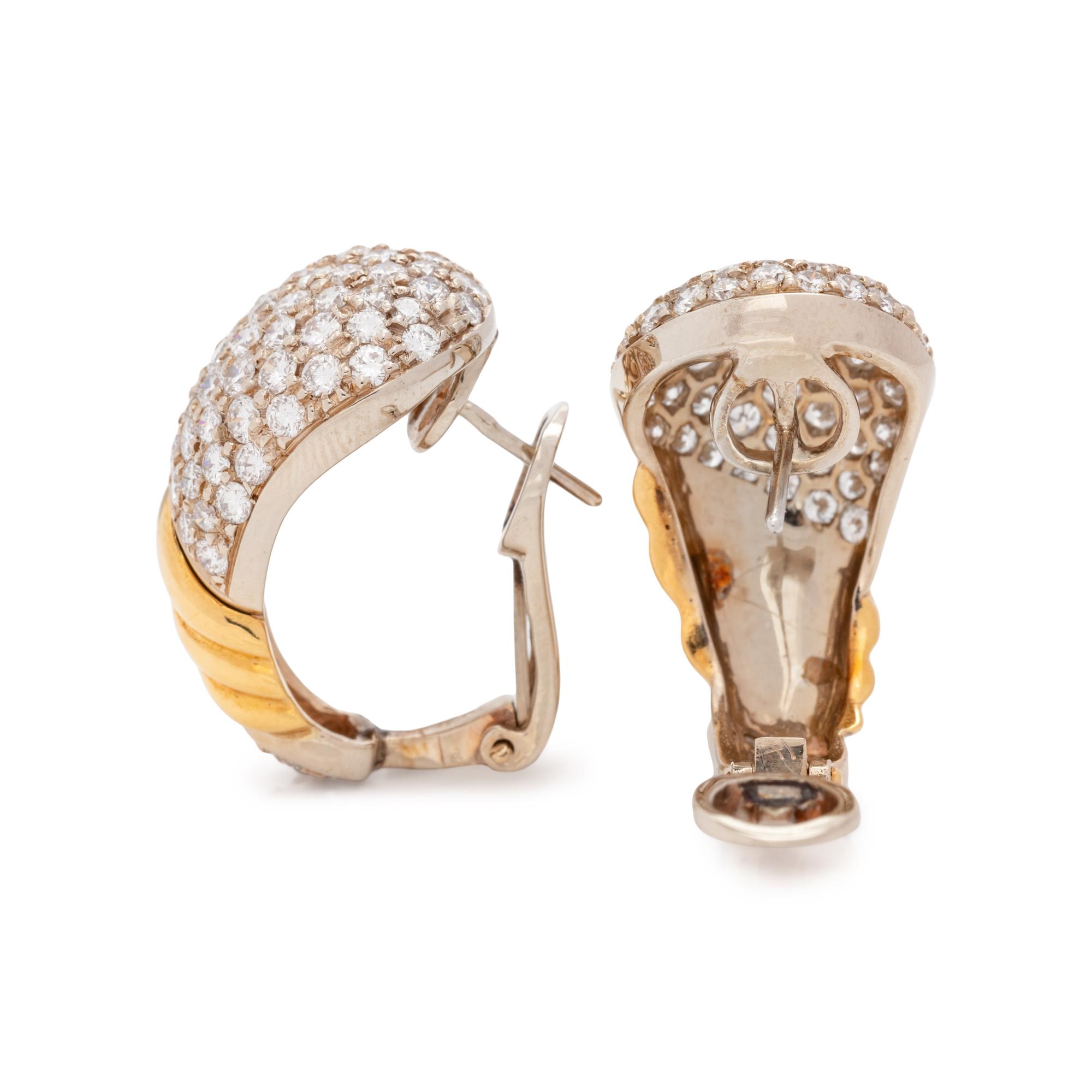BICOLOR GOLD AND DIAMOND EARCLIPS
