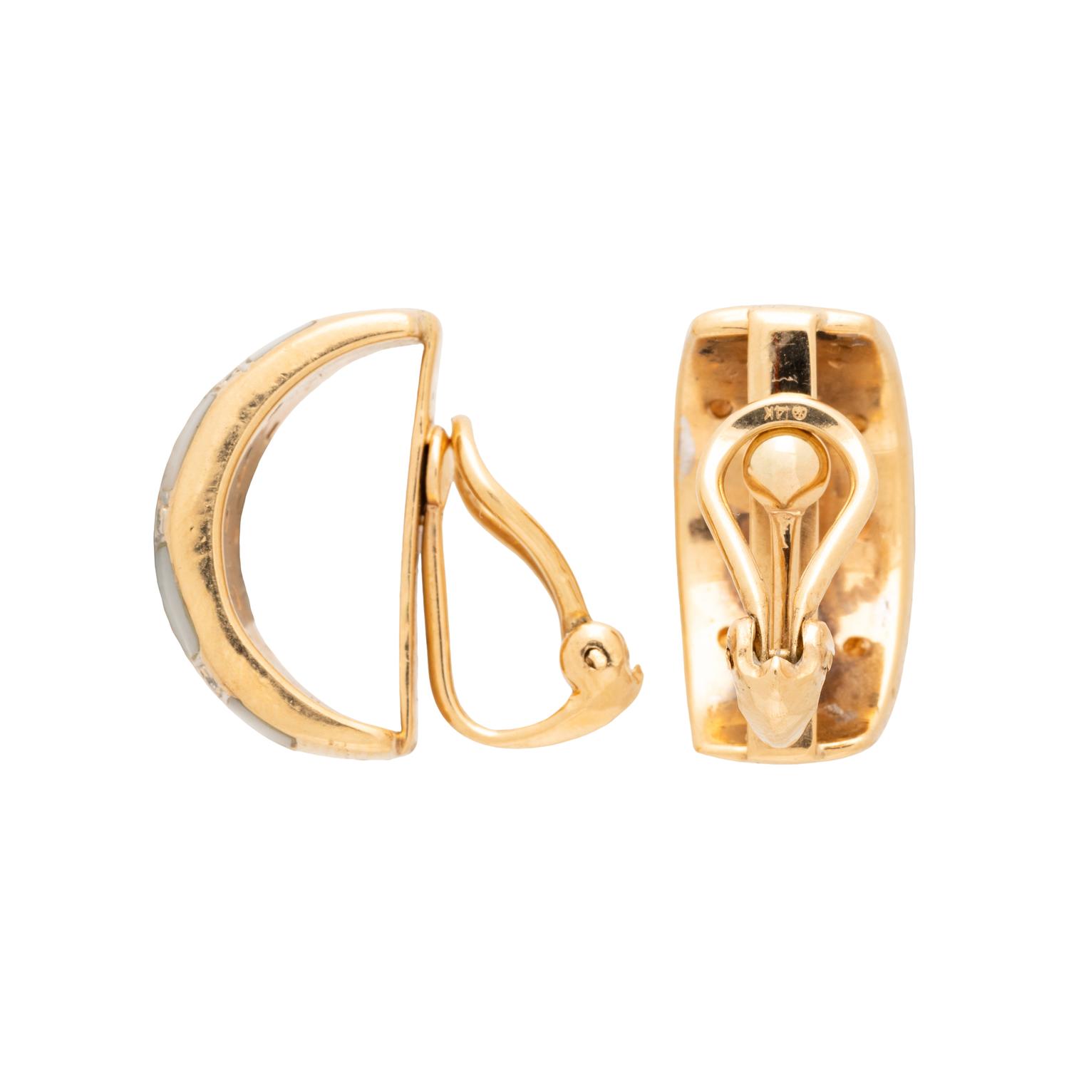 BELLARI, MOTHER-OF-PEARL AND DIAMOND CLIP EARRINGS