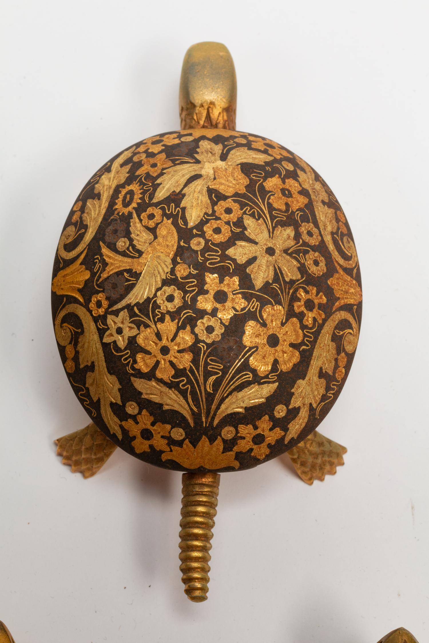Eighteen Gilt Bronze Turtle Bell Pulls