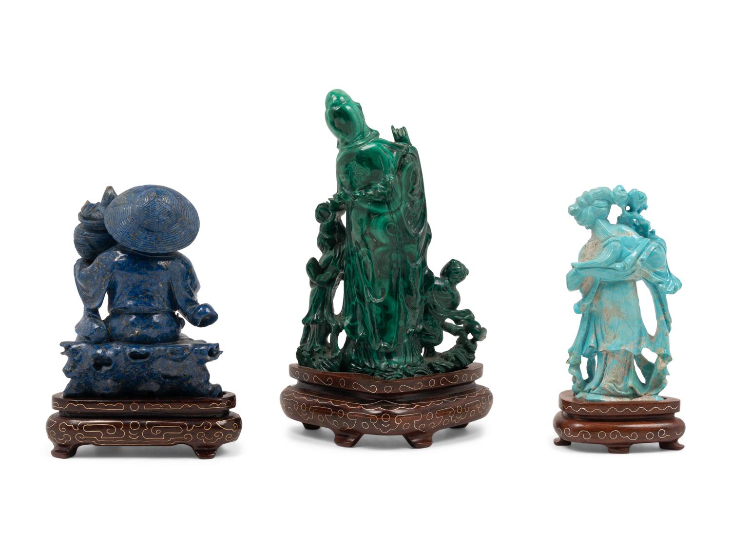 Three Chinese Carved Hardstone Figures