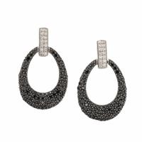 White Gold, Diamond, and Black Diamond Earrings
