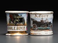 Two Open Touring Car Porcelain Occupational Shaving Mugs