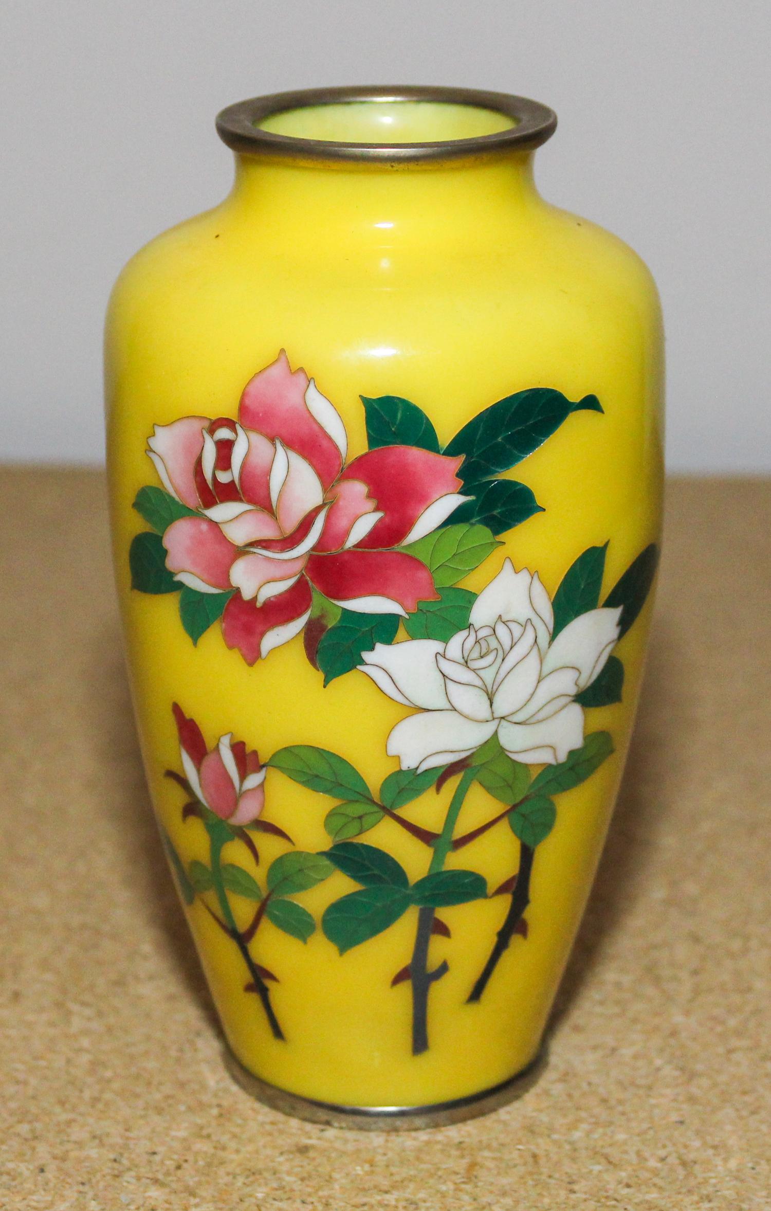 A Japanese Cloisonne Vase, Sato Height 6 1/4 inches.