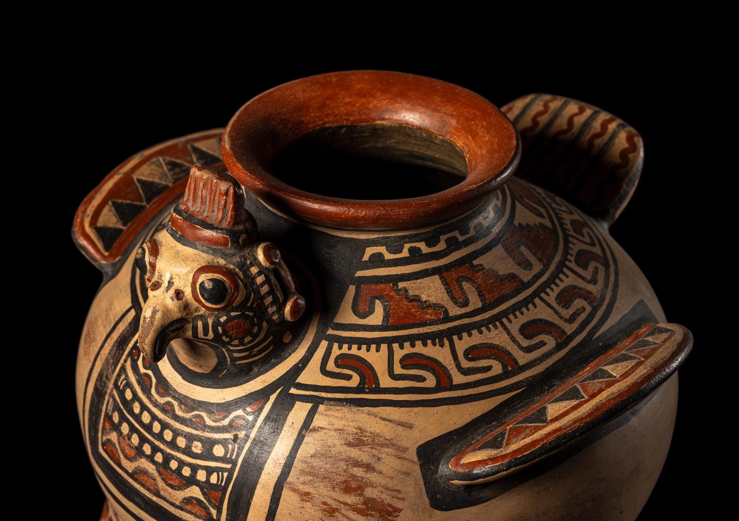 A Nicoya Polychrome Vulture Effigy Vessel