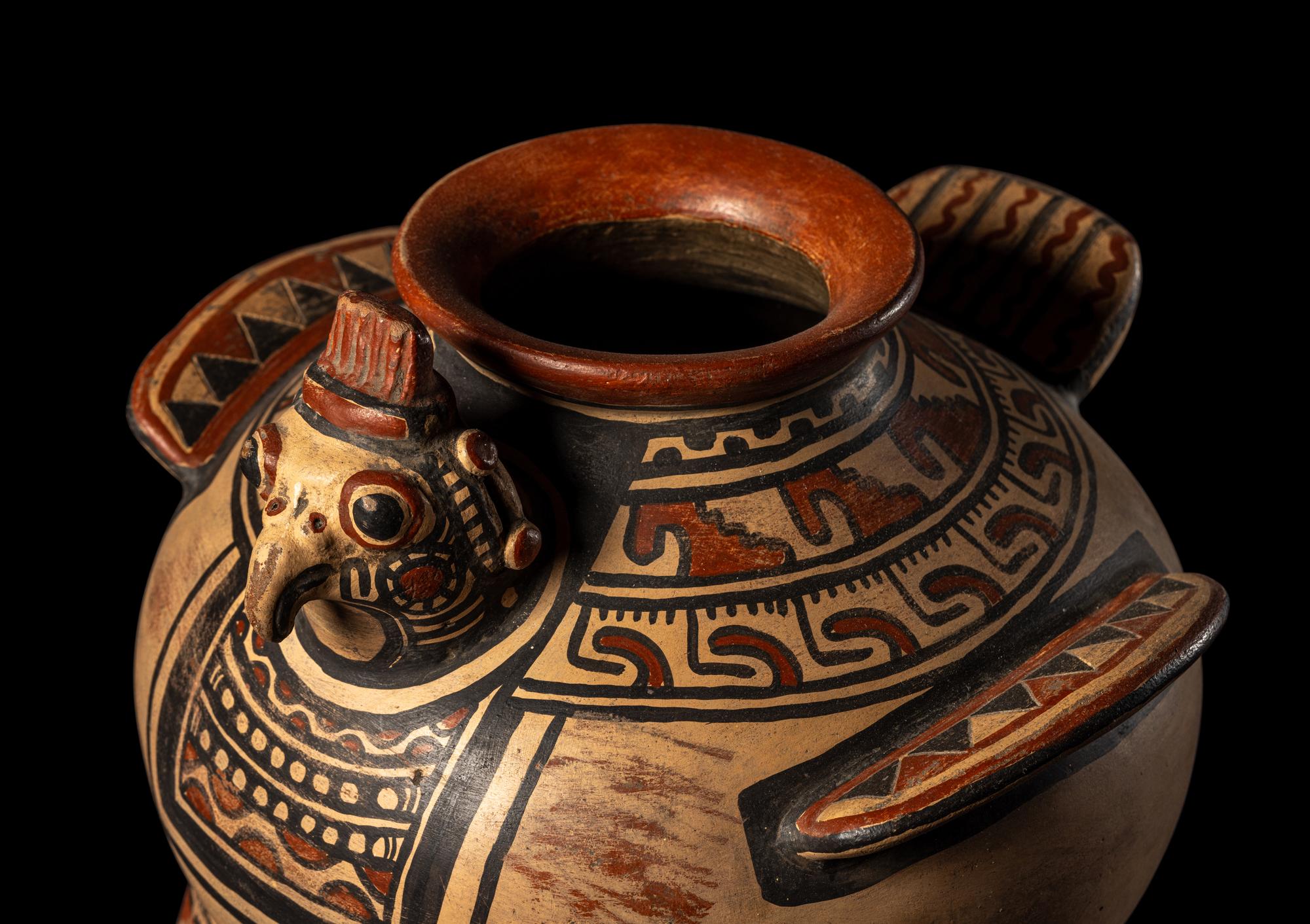 A Nicoya Polychrome Vulture Effigy Vessel