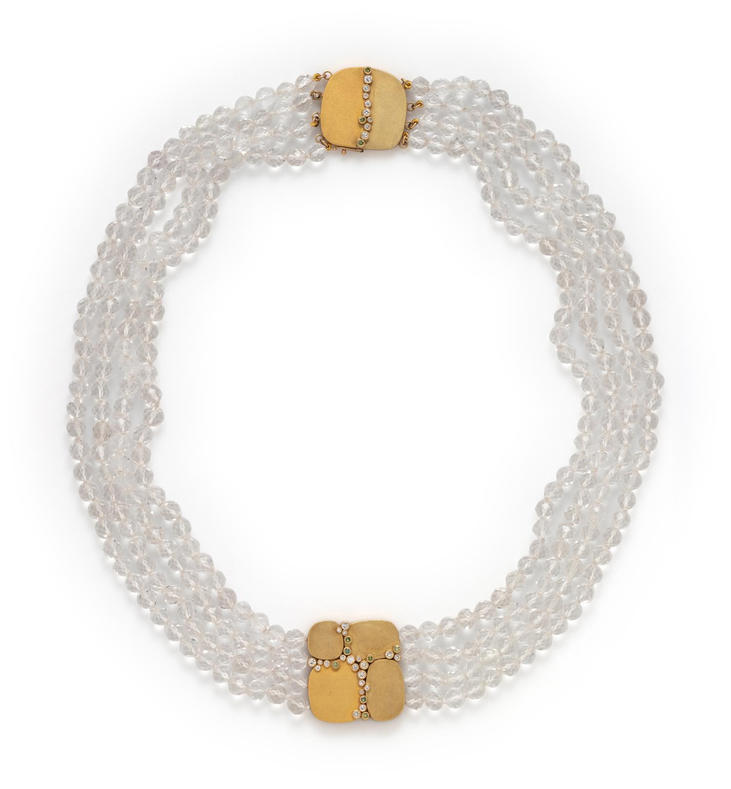RENA KOOPMAN, ROCK CRYSTAL, DIAMOND AND COLORED DIAMOND NECKLACE