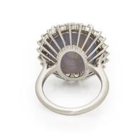 STAR SAPPHIRE, DIAMOND, AND PLATINUM RING