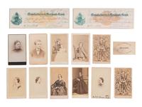 [EARLY PHOTOGRAPHY]. A group of CDVs and ephemera identified to American photographer Charles D. Fredericks.