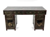 A Chinese Black Lacquer and Parcel Gilt Decorated Pedestal Desk — EARLY 20TH CENTURY