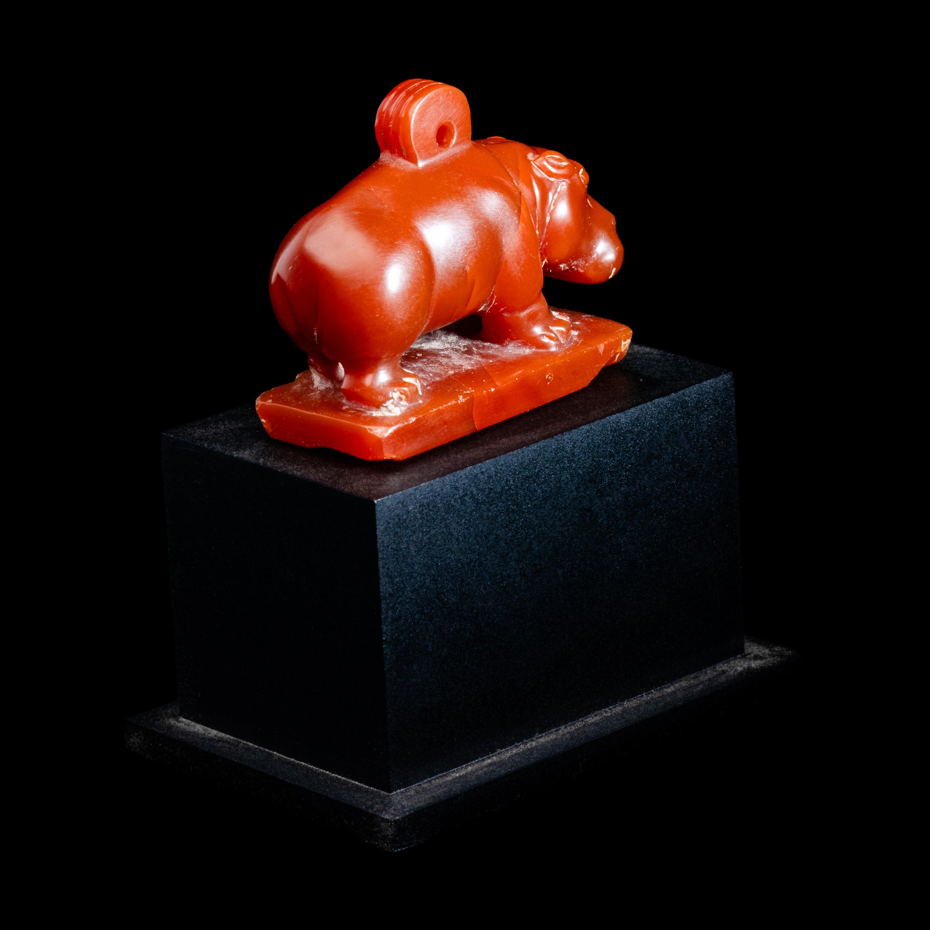 An Egyptian Carnelian Hippopotamus Amulet