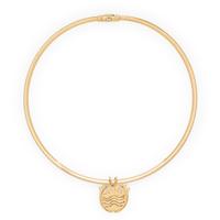 Yellow Gold Pendant and Bicolor Gold Omega Chain