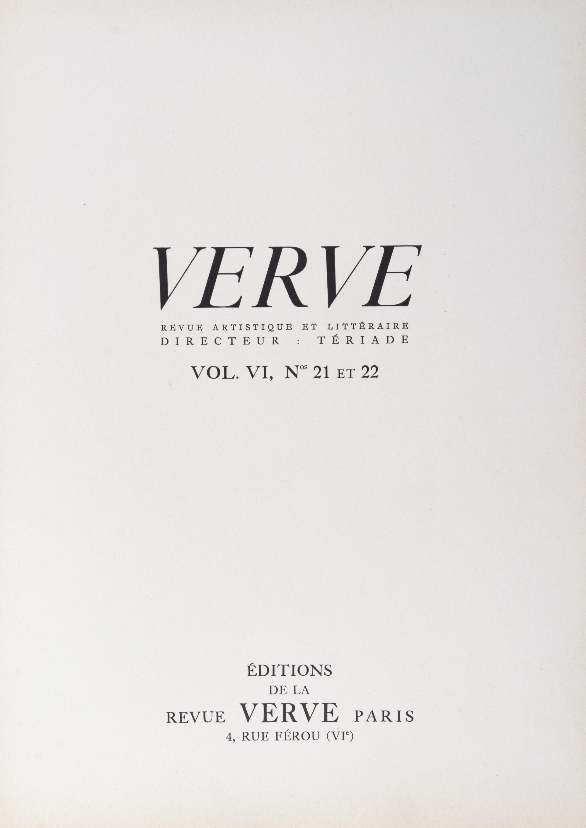 (VERVE) MATISSE, HENRI. Verve. Paris, [1948] Vol. VI, no. 21/22.