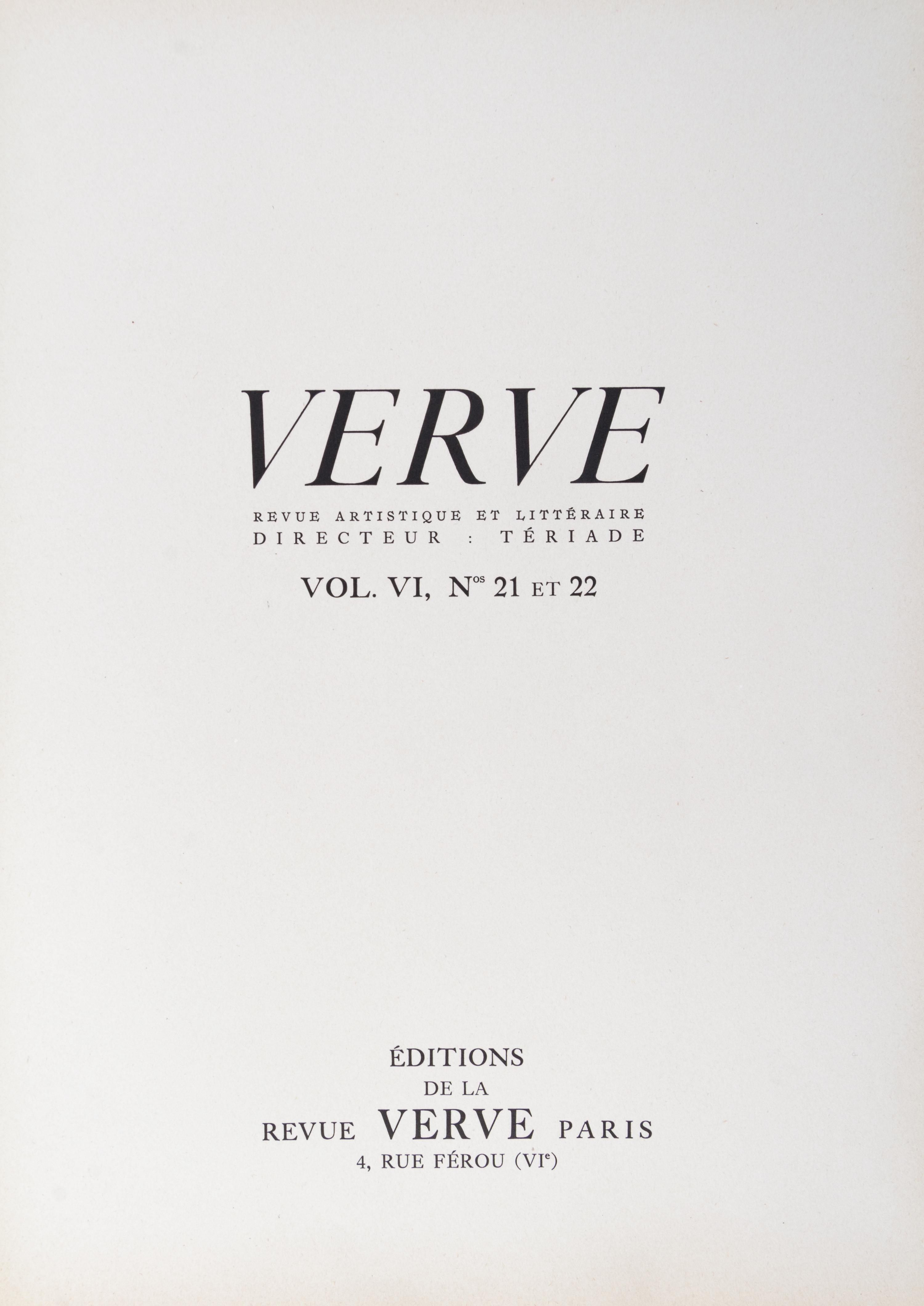 (VERVE) MATISSE, HENRI. Verve. Paris, [1948] Vol. VI, no. 21/22.