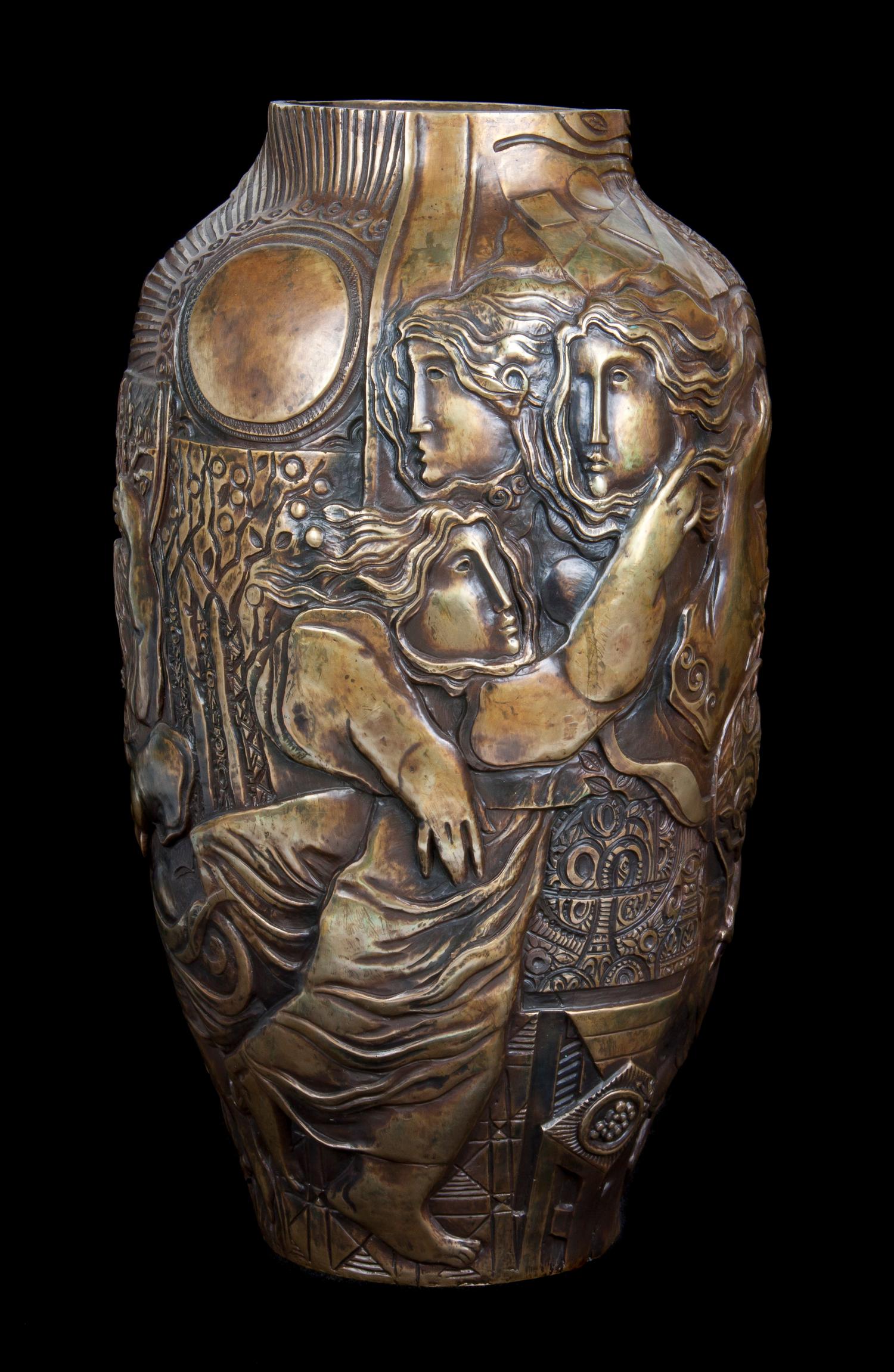 A Spanish Bronze Vase, Sunol Alvar (Spanish, b. 1935), Height 19 inches.