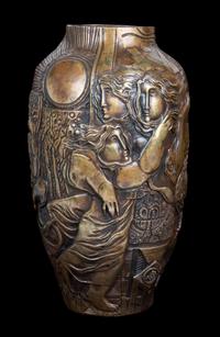 A Spanish Bronze Vase, Sunol Alvar (Spanish, b. 1935), Height 19 inches.