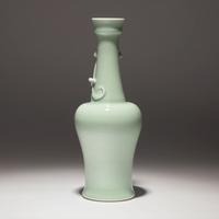 A Chinese Celadon Glazed 'Chilong' Vase, Yongzheng Mark — 雍正款 粉青釉盤螭龍長頸瓶