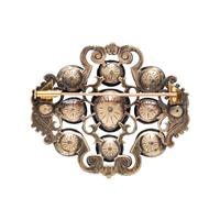 SILVER-TOPPED GOLD, DIAMOND AND ENAMEL BROOCH