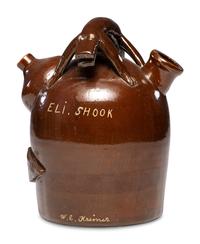 A Rare W.E. Kreiner Signed Harvest Jug with Lizard Handle