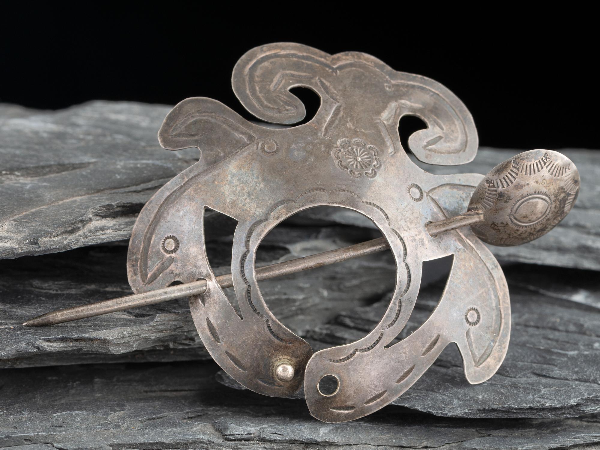 Navajo Stamped Silver Hair Pin/Barrette