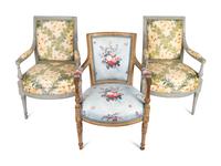 Three Louis XVI Style Fauteuils — 19TH CENTURY