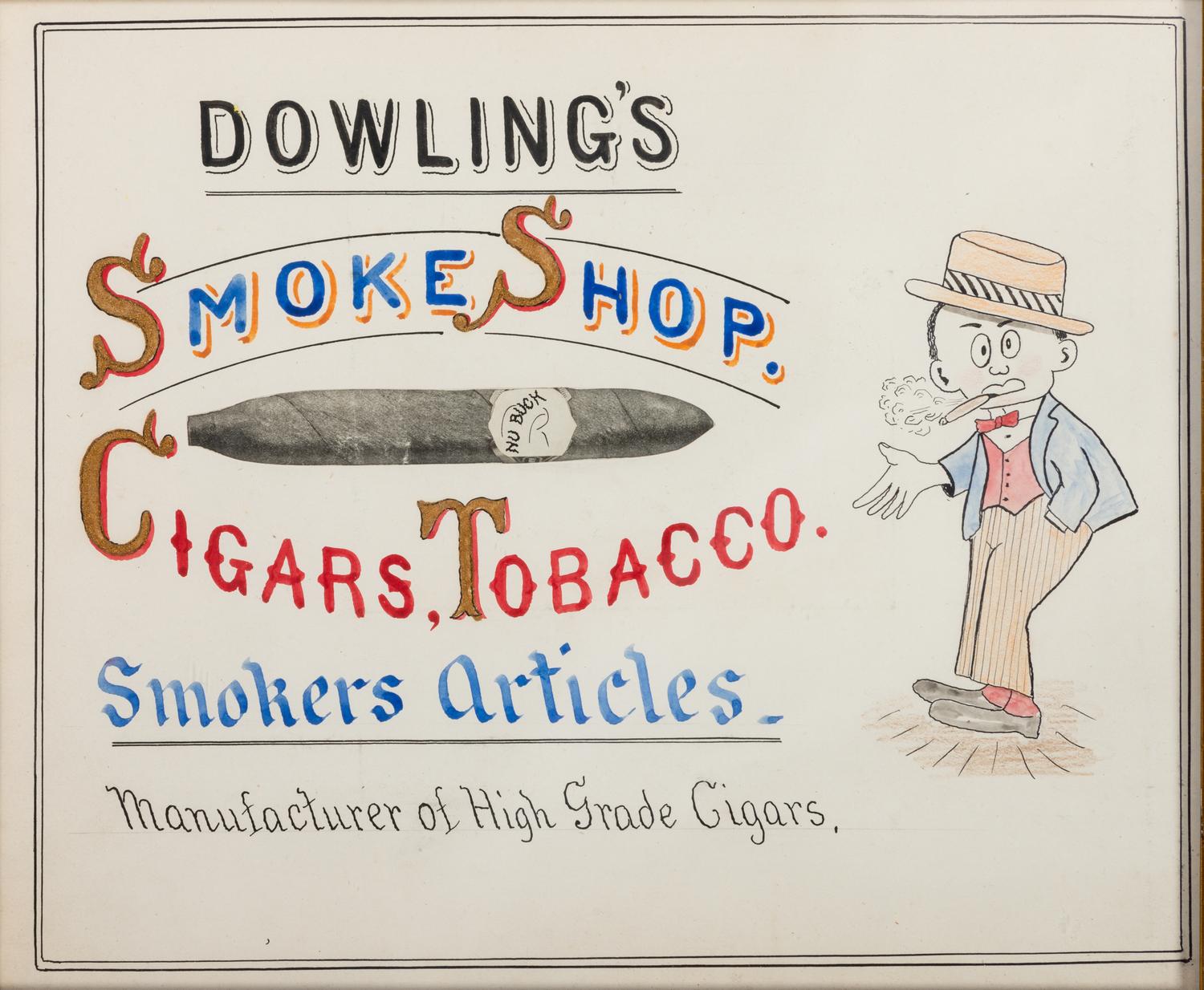 Five Framed Specialty Shop Advertising Hand Colored Prints and Watercolors